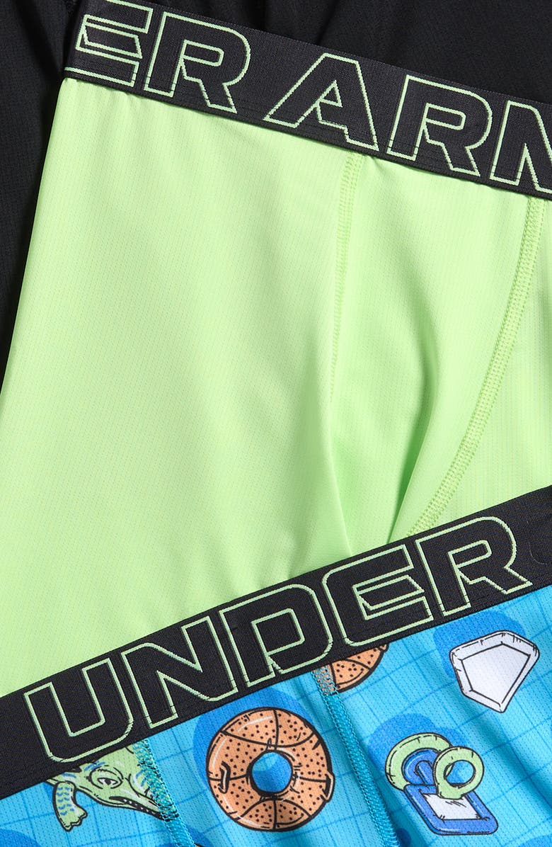 Under Armour Kids' Assorted 3-Pack UA Performance Tech<sup>™</sup> Mesh Boxer Briefs, Alternate, color, Lumos Lime