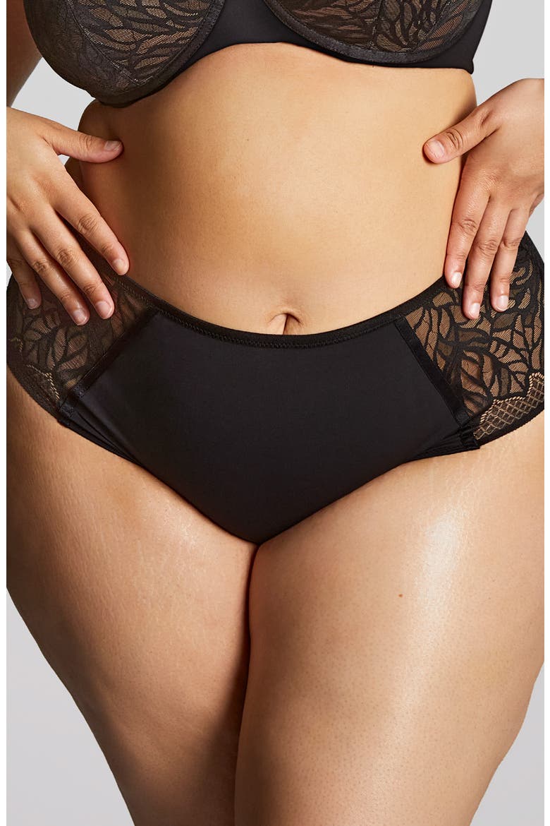 Sophia Lace Cheeky Briefs, Main, color, BLACK