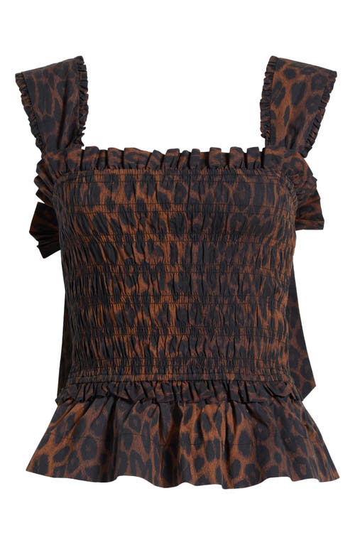 DAMSON MADDER DAMSON MADDER TISH LEOPARD PEPLUM TOP
