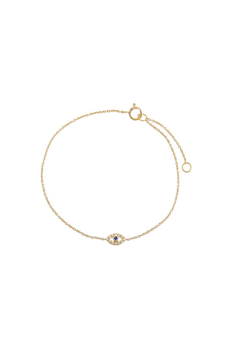 Diamond Cutout Evil Eye Bracelet 14K, Main, color, 14K Gold