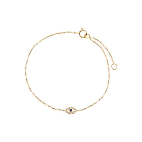 Diamond Cutout Evil Eye Bracelet 14K