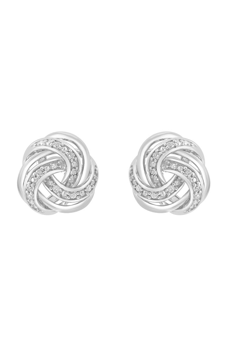 EFFY Round Cut Diamond Knot Stud Earrings, Alternate, color, White