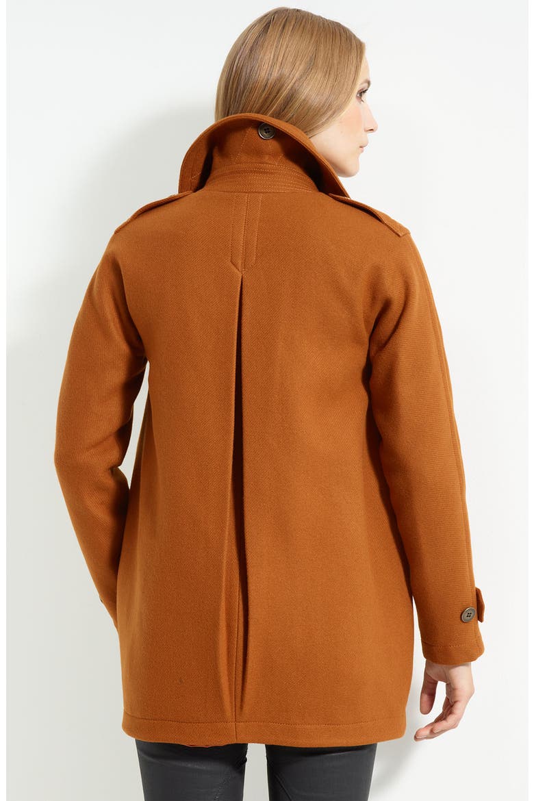 Double Breasted Peacoat, Alternate, color, BARK RED