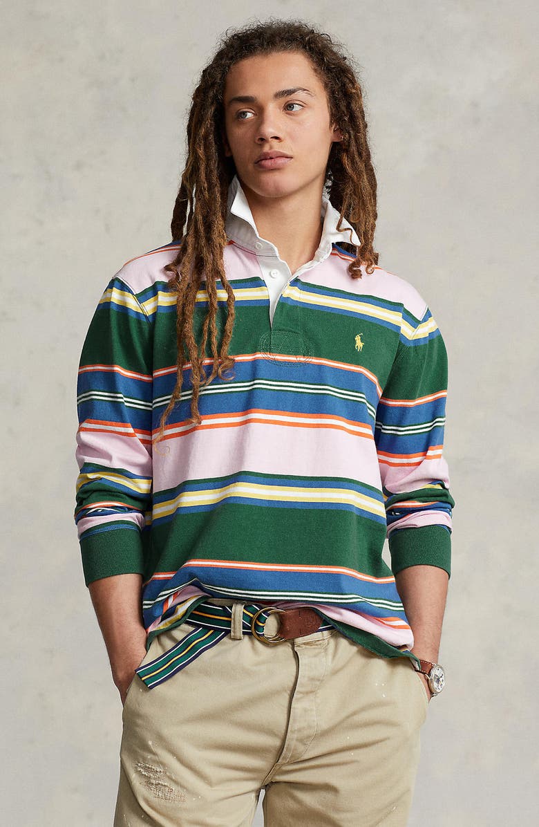 Polo Ralph Lauren Classic Fit Stripe Cotton Rugby Shirt, Alternate, color,