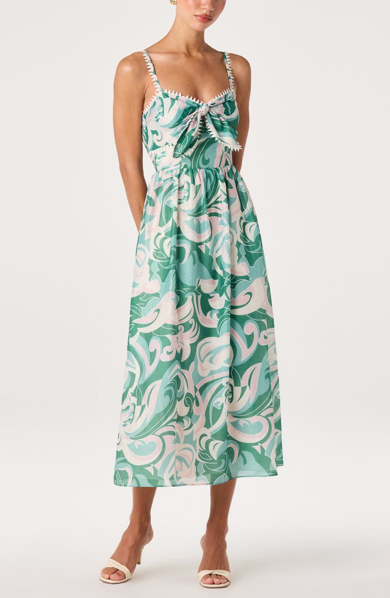 ASTR the Label Makayla Sleeveless A-Line Dress, Alternate, color, Green Abstract