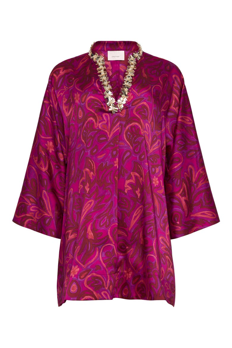 Paisley Bloom Long Sleeve Minidress, Alternate, color, PURPLE GARNET MULTI