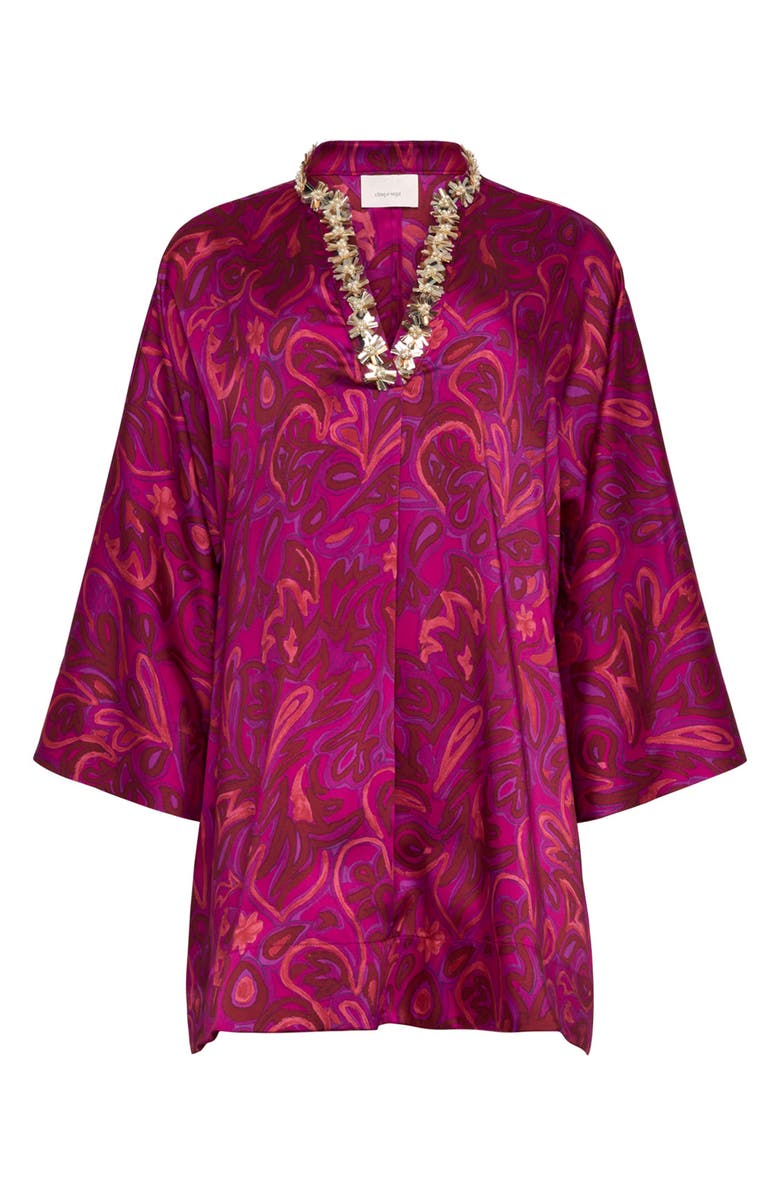 Cinq à Sept Paisley Bloom Long Sleeve Minidress, Alternate, color, Purple Garnet Multi