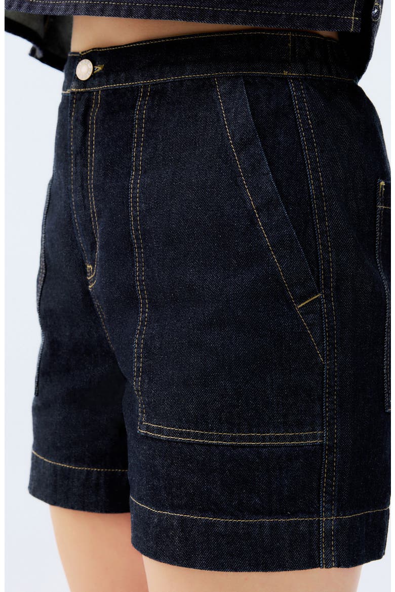 Utility Denim Shorts, Alternate, color, BLUE