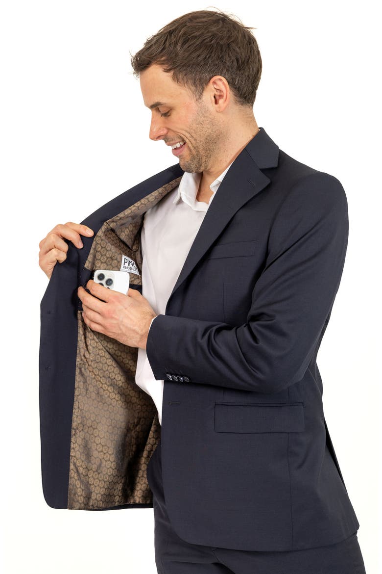 Trim Fit Wool Suit, Alternate, color, NAVY