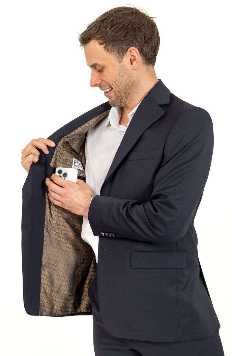 PinoPorte Trim Fit Wool Suit, Alternate, color, Navy