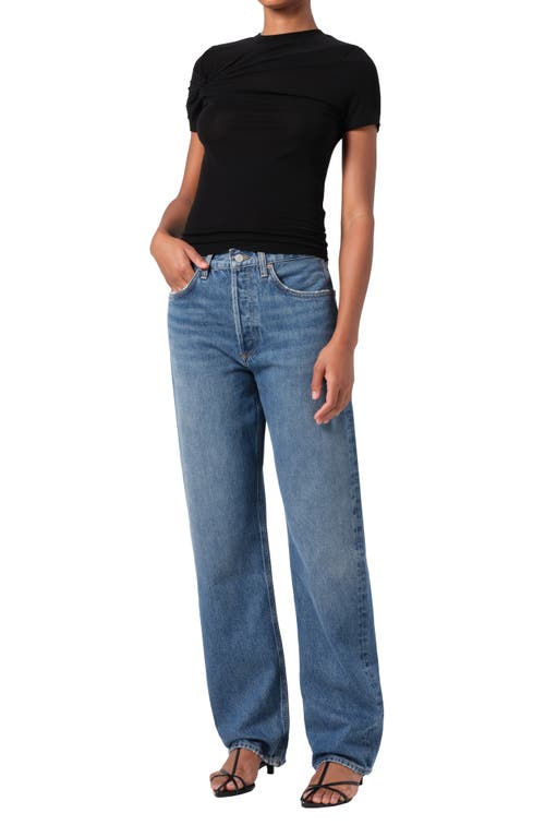 Agolde Lissa Twisted Stretch-jersey T-shirt In Black