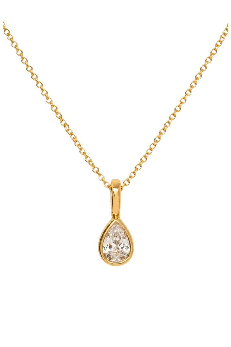CZ Pear Charm Necklace, Main, color, Gold Vermeil