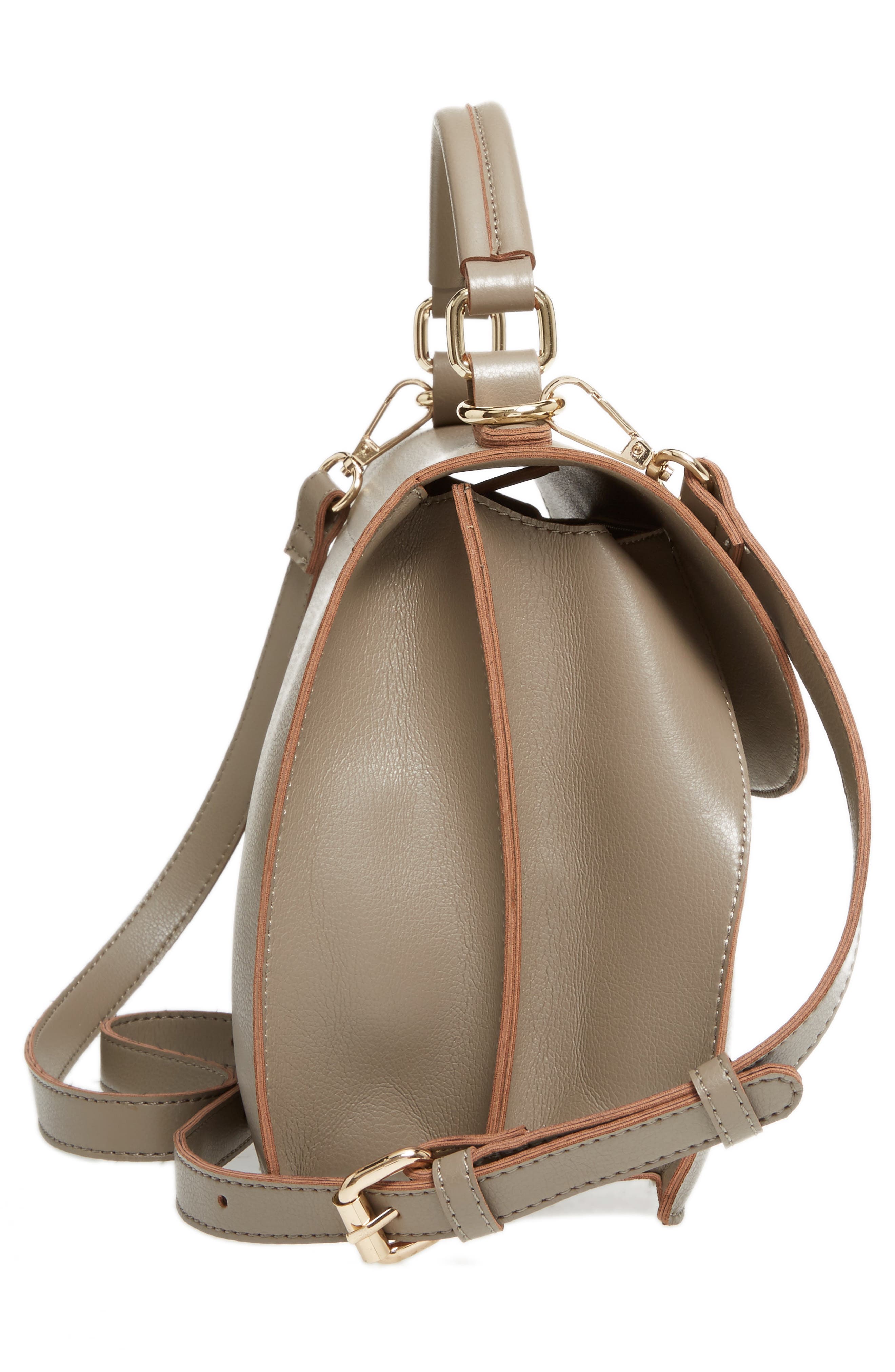 Izzy Faux Leather Top Handle Satchel, Alternate, color, TAUPE