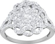 LuvMyJewelry Caeloria 0.95 Cts Natural Diamond Floral Cluster 14K Gold Ring