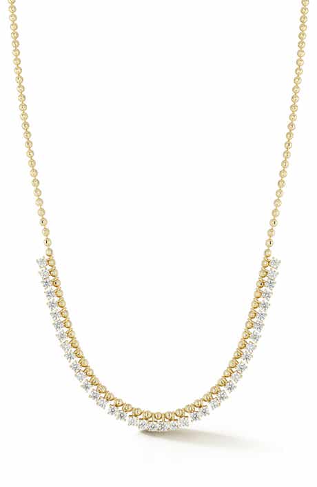 Cubic Zirconia Ball Chain Charm Necklace