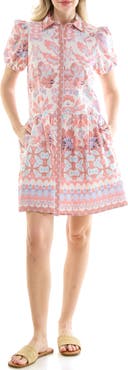 Nicole Miller Puff Sleeve Shirtdress