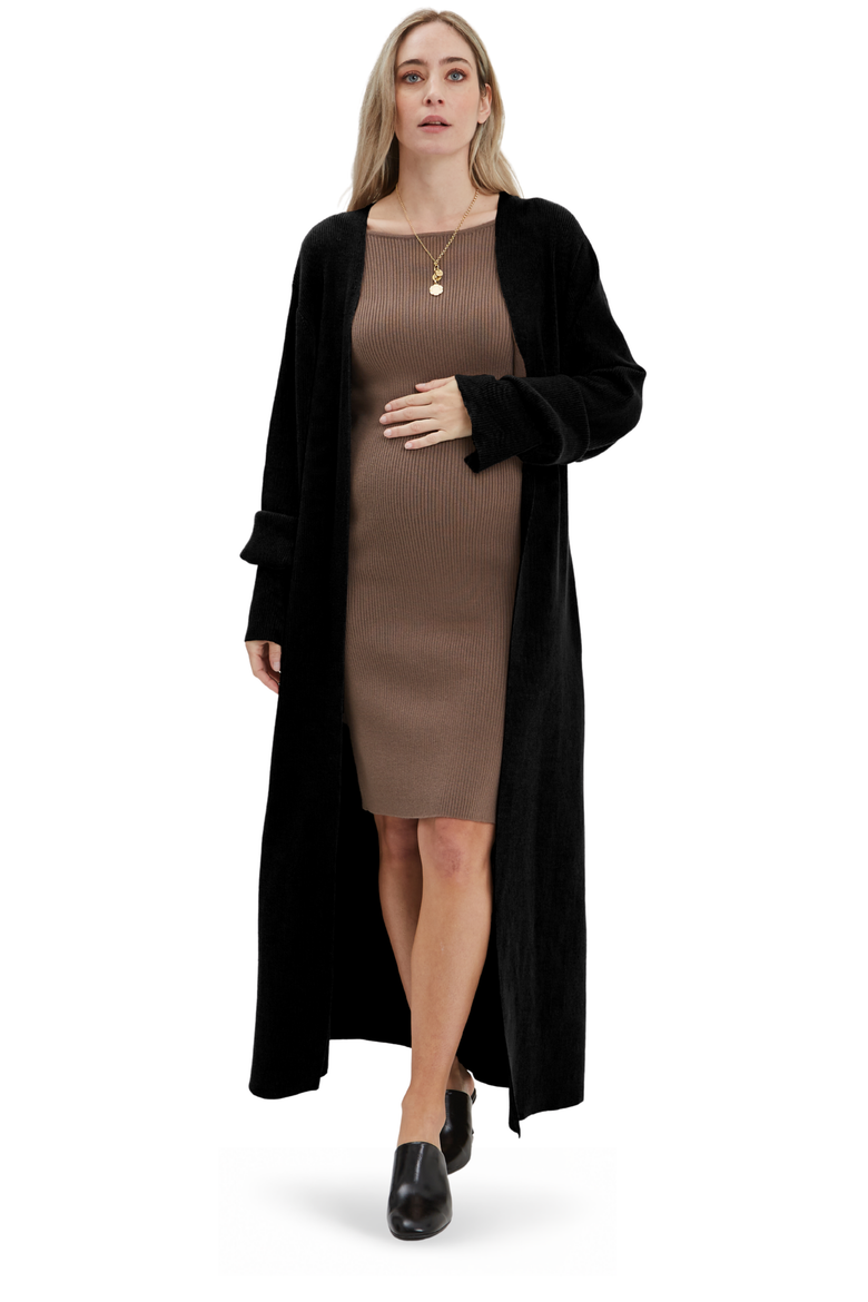 Emaline Full Length Maternity Cardigan, Main, color, Black