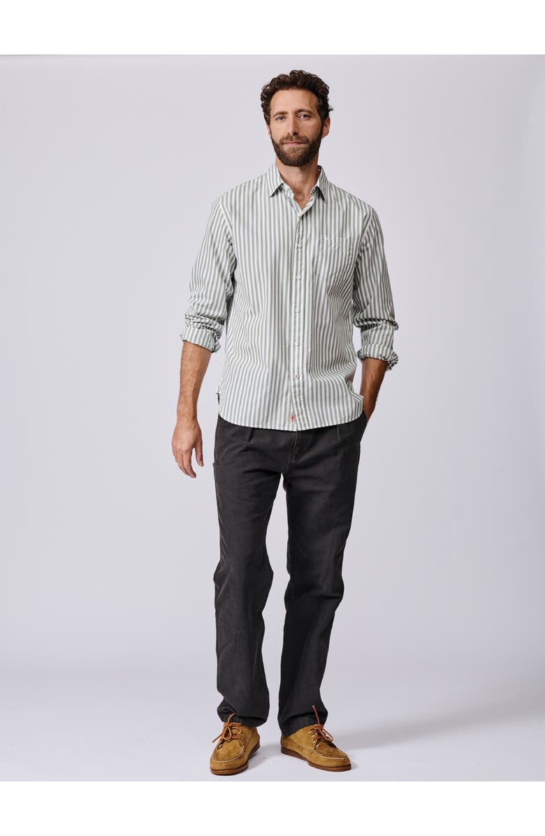 Aubin Gladstone Poplin Button-Down Shirt, Alternate, color, Thick Khaki Stripe