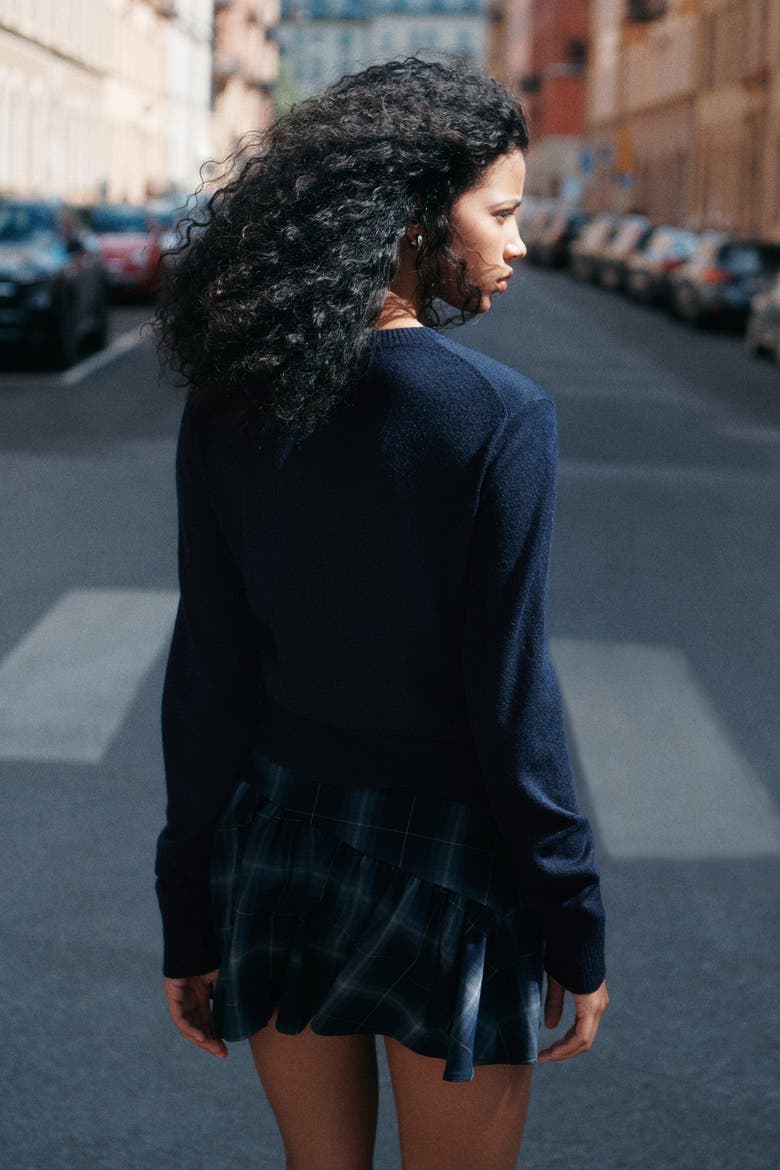 Tie-Detail Sweater, Alternate, color, Navy blue