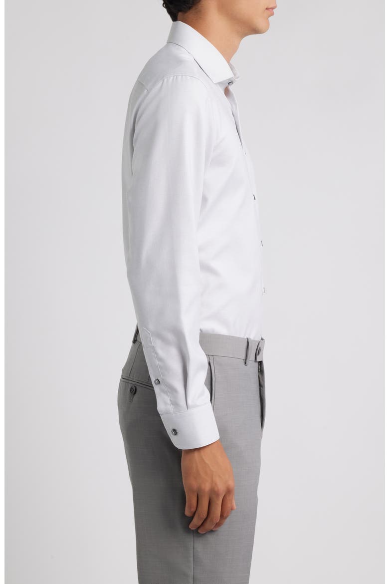Slim Fit Structured Cotton Twill Dress Shirt, Alternate, color, SILVER GREY