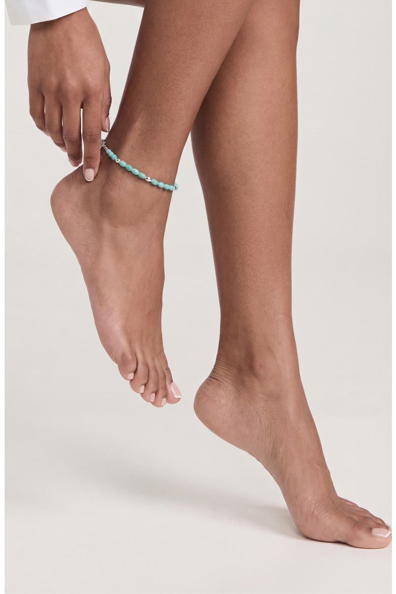 Freshwater Pearl Pebble Anklet, Alternate, color, TURQUOISE AND SILVER