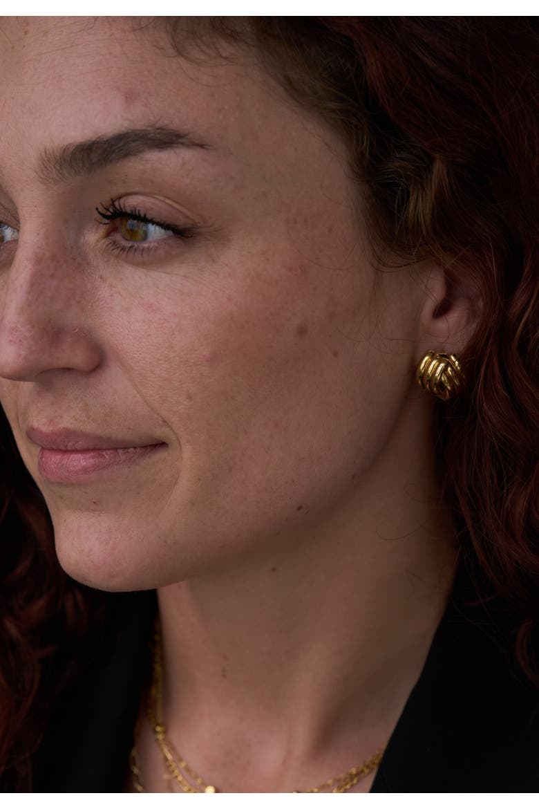 Knot Earrings, Alternate, color, Gold