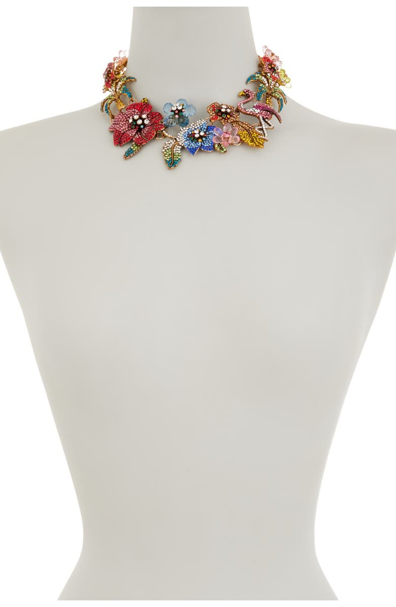 EYE CANDY LOS ANGELES Flora & Fauna Crystal Bib Necklace, Alternate, color, Multi Color