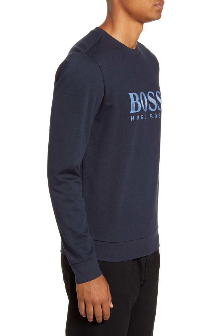 Cotton Blend Crewneck Sweatshirt, Alternate, color, NAVY
