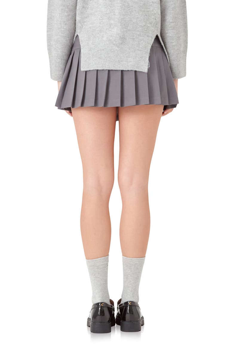 Pleated Miniskort, Alternate, color, HEATHER GREY
