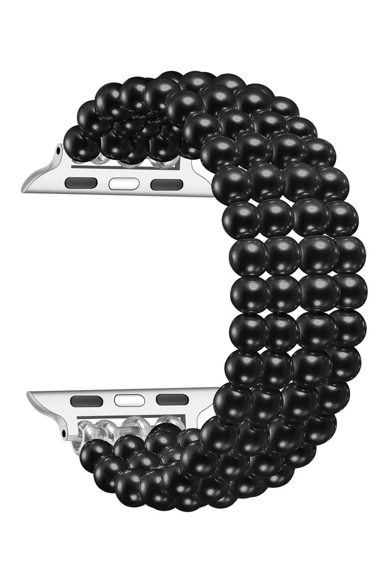 Liz Imitation Pearl Apple Watch® Bracelet Watchband, Alternate, color, BLACK