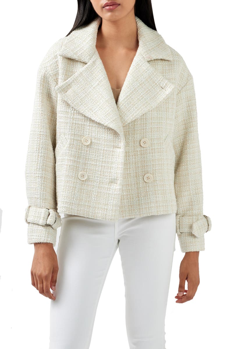 Belle & Bloom Power Over Me Tweed Jacket, Main, color, Beige Marle