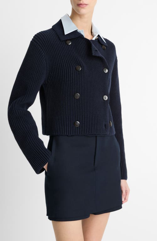 Shop Vince Double Breasted Sweater Jacket In Coastal