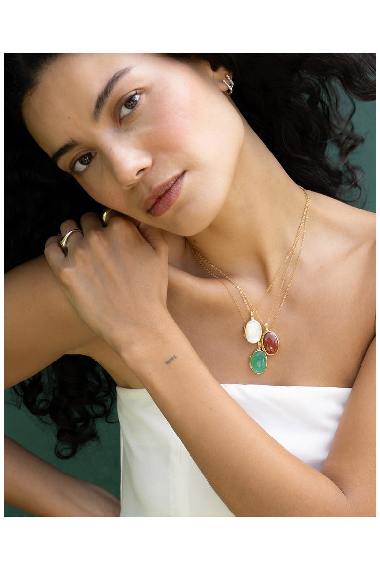 Amelia 18k Gold Green Agate Locket Necklace, Alternate, color, 18K YELLOW GOLD