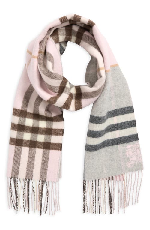 Burberry Jacquard Check Double Face Cashmere Fringe Scarf In Gold
