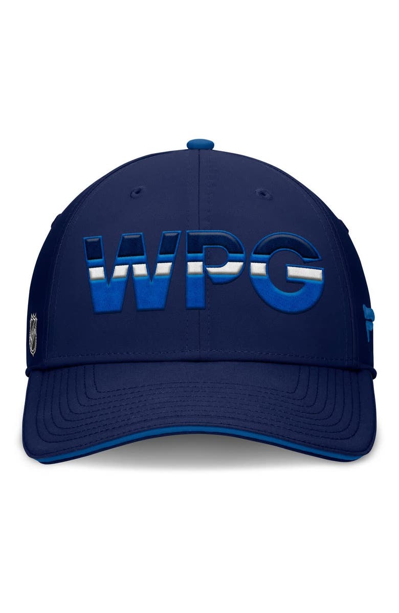 FANATICS Men's Fanatics Navy/Blue Winnipeg Jets Authentic Pro Rink Team Code Flex Hat, Alternate, color, Navy