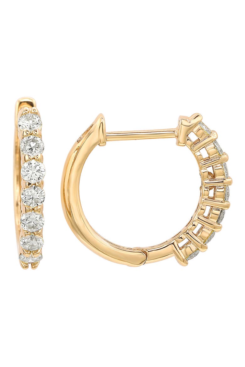 14K Gold Diamond Huggie Hoop Earrings - 0.50ct., Main, color, YELLOW