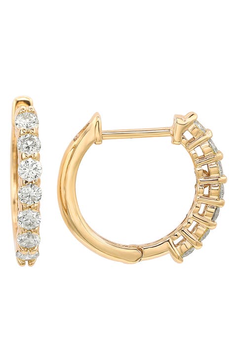 14K Gold Diamond Huggie Hoop Earrings - 0.50ct.