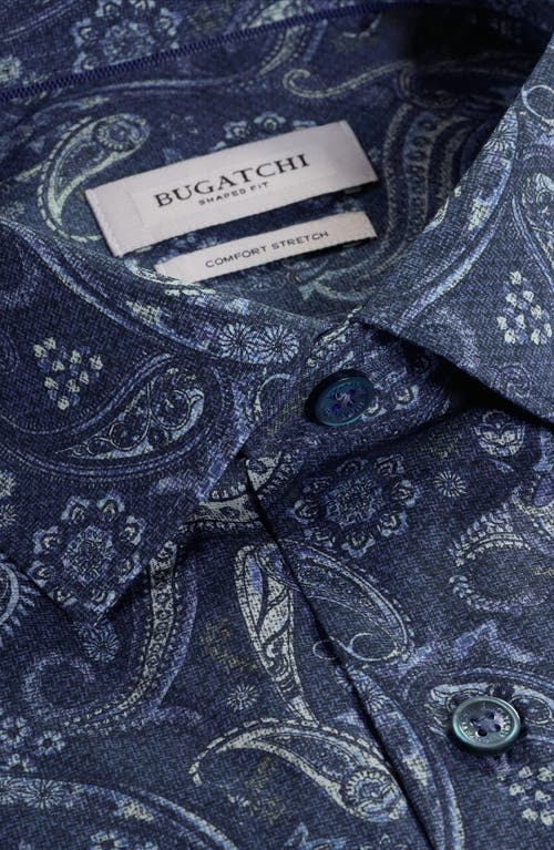 Bugatchi Axel Trim Fit Paisley Stretch Cotton Button-up Shirt In Blue