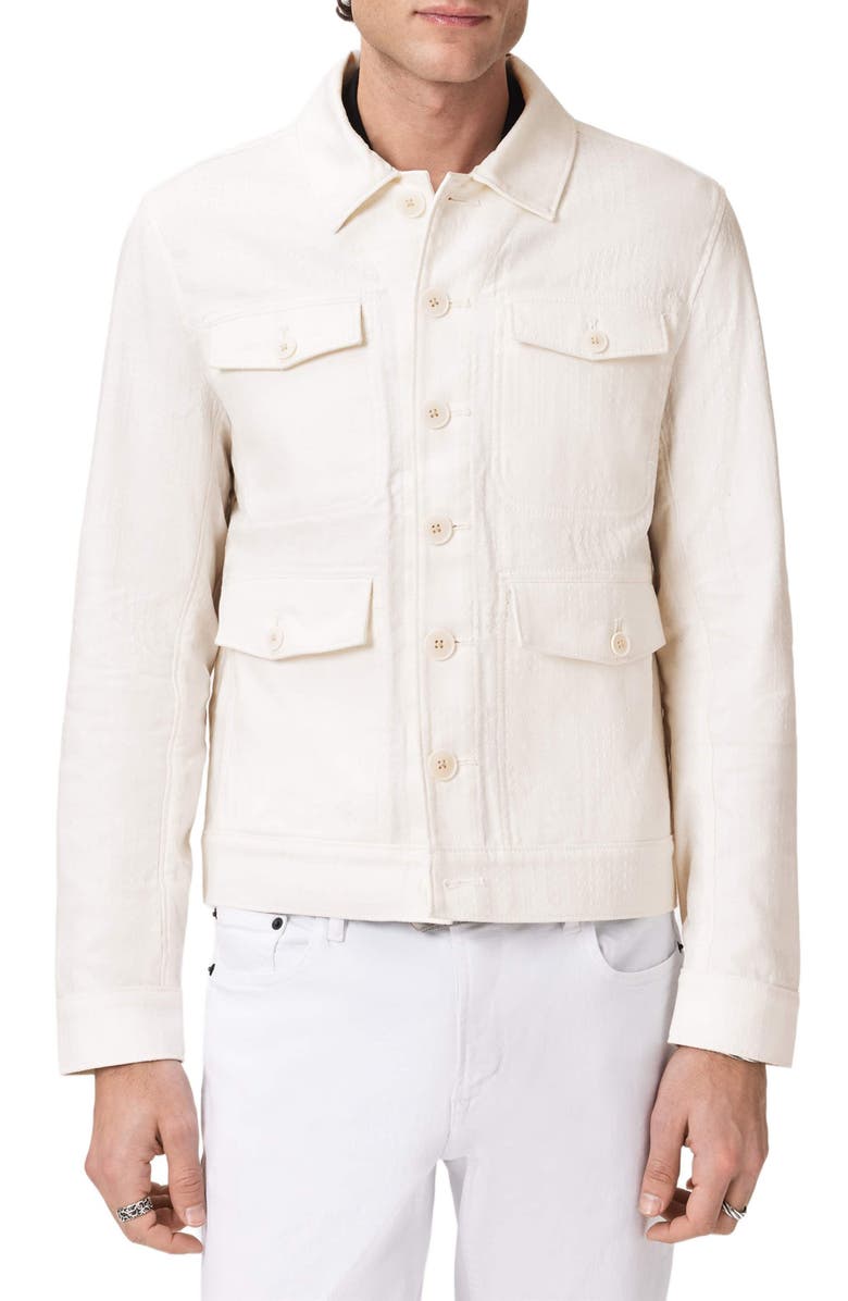 John Varvatos Briggs Textured Cotton Trucker Jacket, Main, color, Ivory