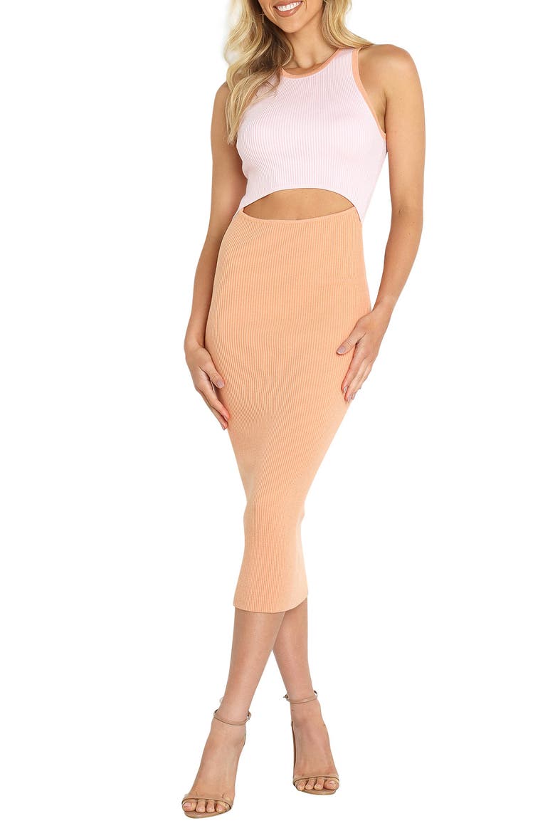 Sofi Cutout Sleeveless Rib Midi Dress, Main, color, SPLICE