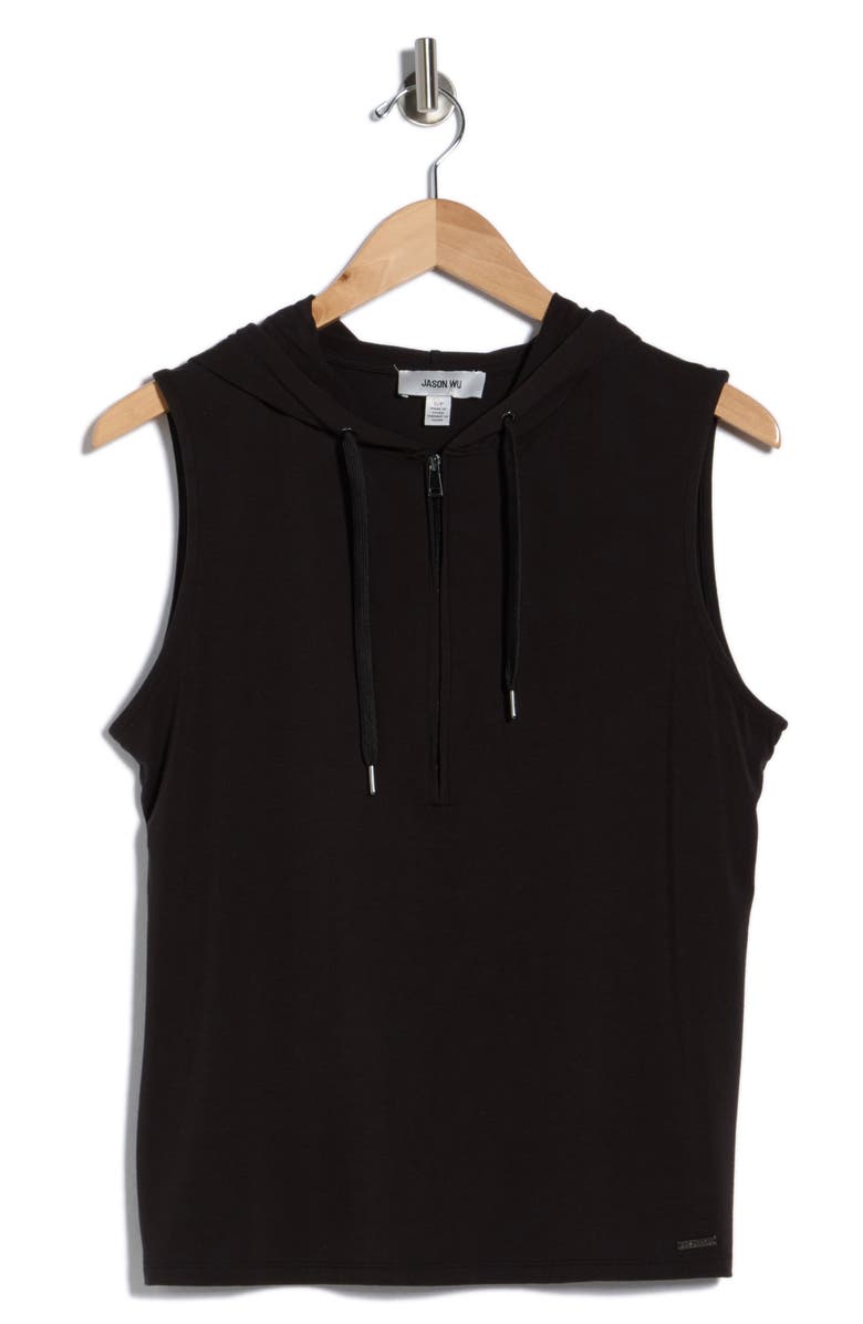 JASON WU Half Zip Sleeveless Hoodie, Main, color, Black