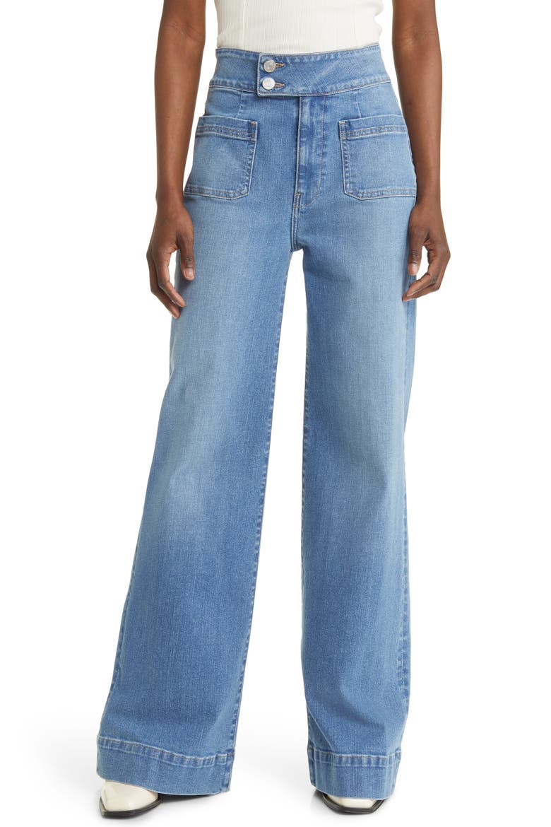 Le Hardy Patch Pocket High Waist Wide Leg Jeans, Main, color, GENEVA