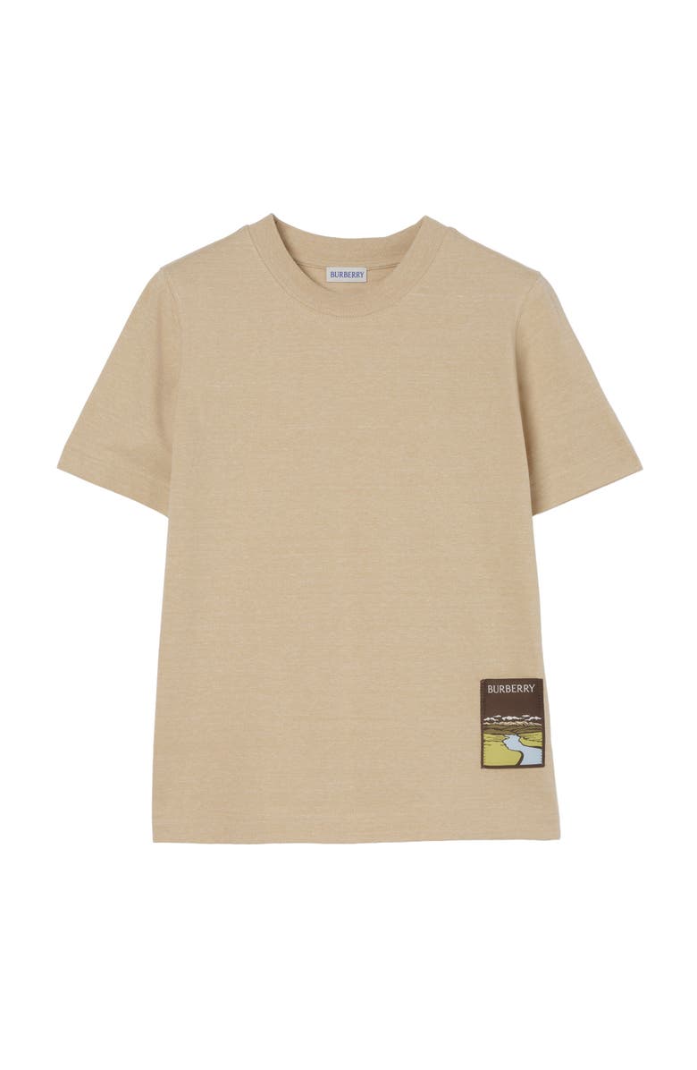 Burberry Landscape Label Cotton T-shirt, Main, color, Dune Beige Melange