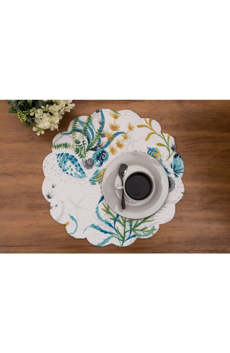 C&F Home Marlowe Sound Round Placemats Set of 6, 17", Alternate, color, Blue