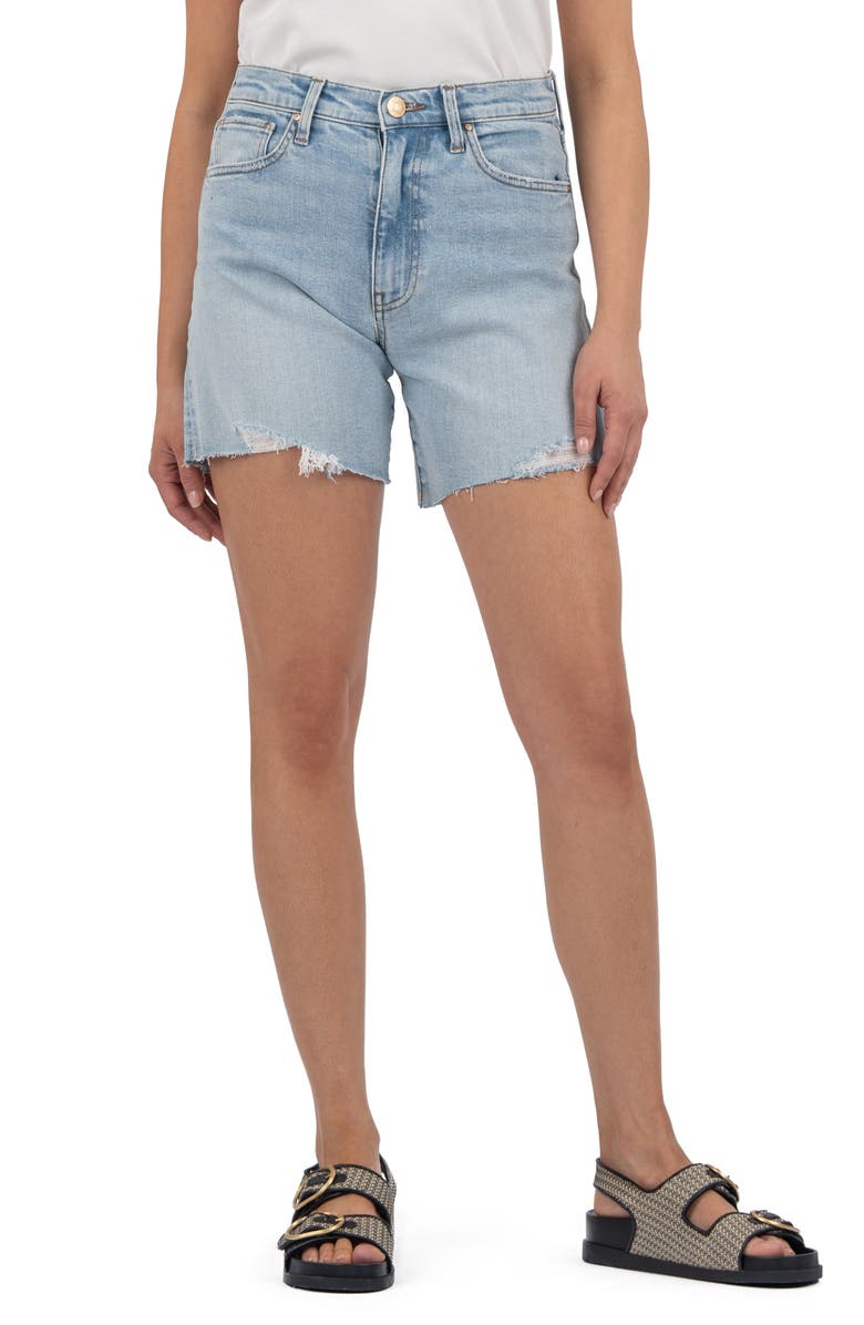 KUT from the Kloth Hailey High Waist Cutoff Denim Shorts, Main, color, Openness