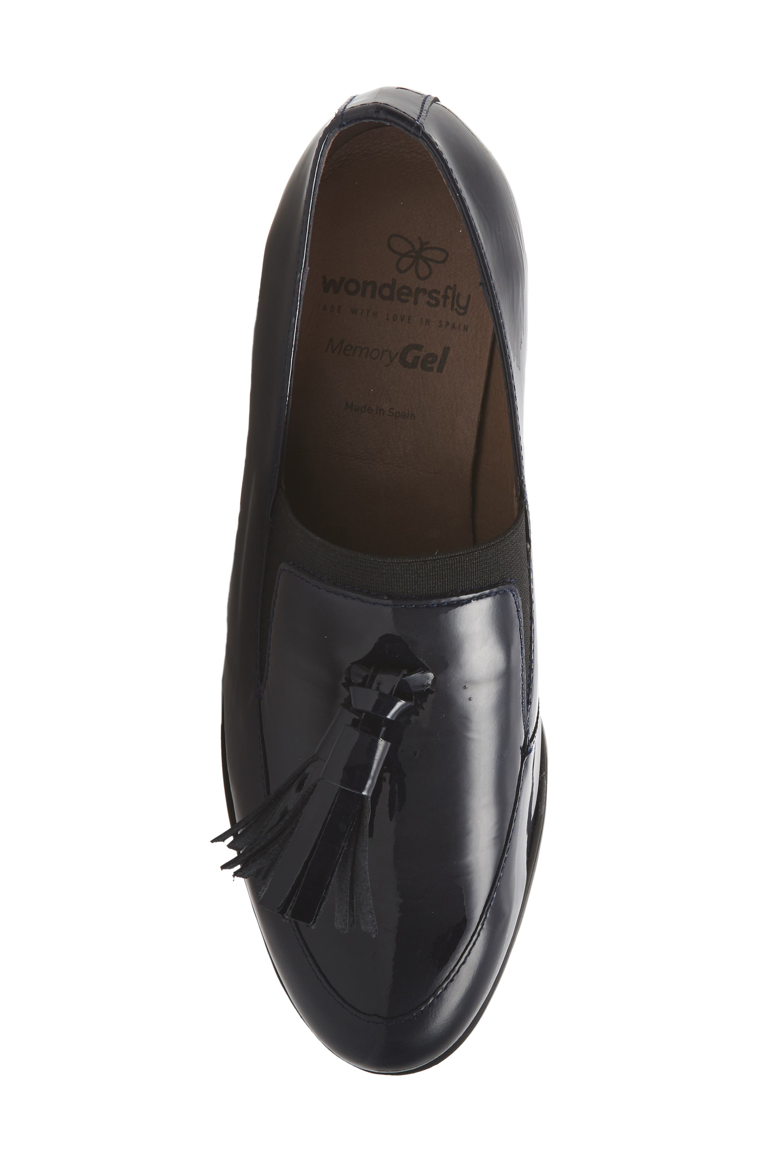 Wonders Talla Loafer Wedge, Alternate, color, Navy Patent Leather