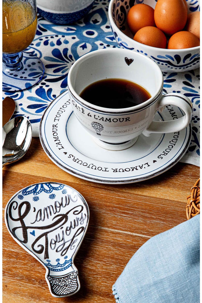 L'Amour Toujours Hot Air Balloon Plate, Alternate, color, WHITEWASH/ BLACK