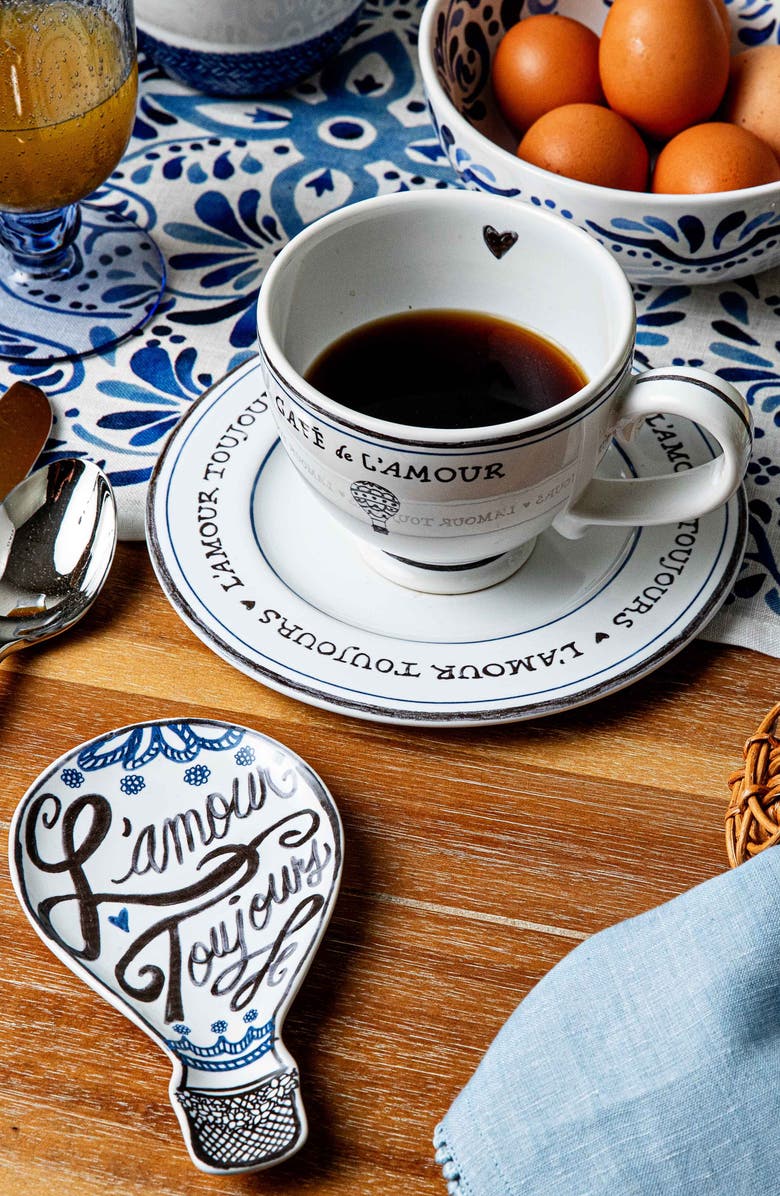 Juliska L'Amour Toujours Hot Air Balloon Plate, Alternate, color, Whitewash/ Black