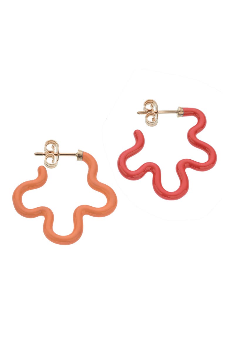 Flower Power Two-Tone Hoop Earrings, Main, color, ORANGE