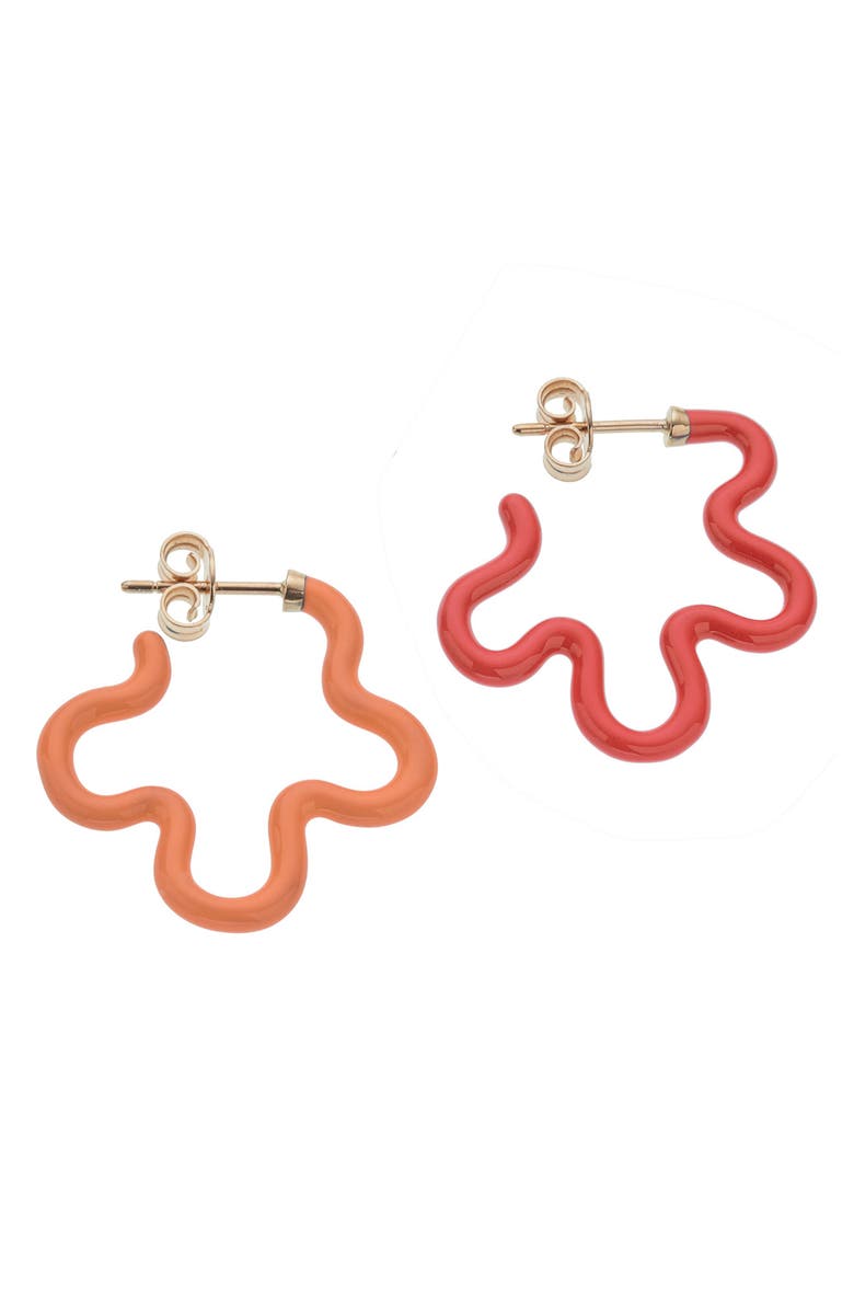 Bea Bongiasca Flower Power Two-Tone Hoop Earrings, Main, color, Orange